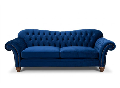 Design Sofa 4 Sitzer Couch Textil Polster Blau Klassische Sofas Chesterfield Neu