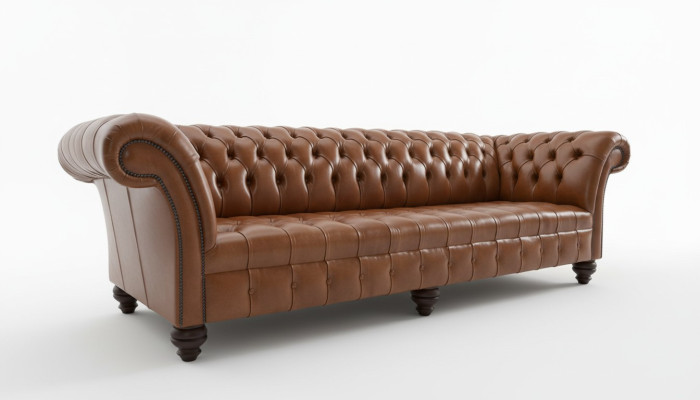 Braune Chesterfield Couch Leder 4 Sitzer xxl Big Sofa Couchen Big Neu Polster