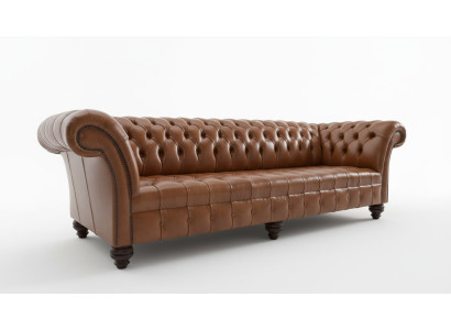 Braune Chesterfield Couch Leder 4 Sitzer xxl Big Sofa Couchen Big Neu Polster
