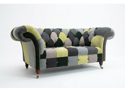 Designer Chesterfield Sofa 2 Sitzer Couch Polster Sofas Stoff Wohnzimmer Couchen