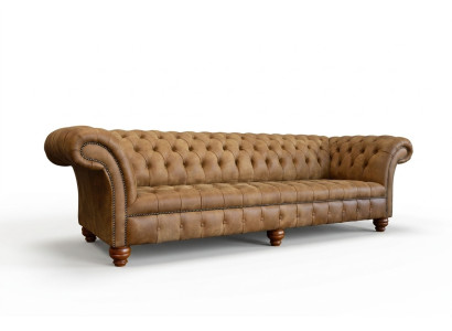Chesterfield Braune Couch Sofa Polster 4 Sitzer Couchen Sitz Garnitur