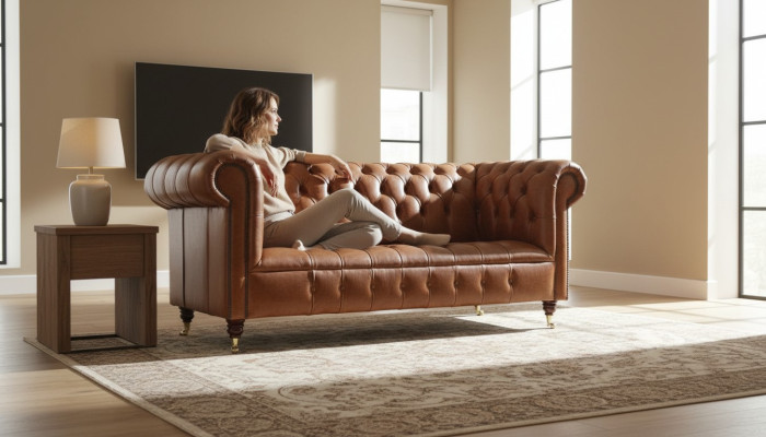 Chesterfield Dreisitzer Couch Polster Sofa Design Sofas Couchen Ledercouch neu