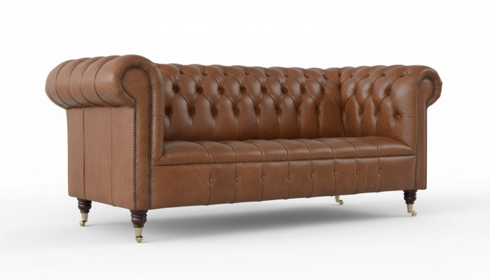 Chesterfield Dreisitzer Couch Polster Sofa Design Sofas Couchen Ledercouch neu