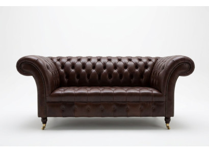 Klassische Polster Möbel Chesterfield Braun Couch Textil Leder Stoff Sofa Sitzer