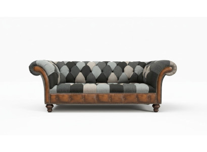 Chesterfield Textil Sofa 3 Sitzer Sofa Polster Sofas Design Luxus Stoffsofas New