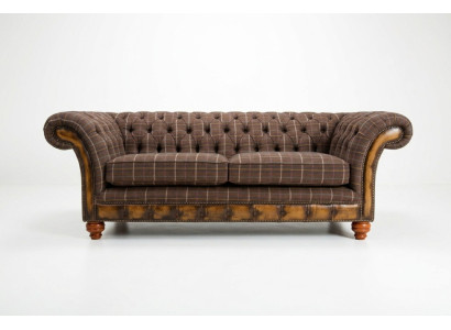 Klassische Chesterfield Sofa 3 Sitzer Design Sofas Polster Couchen Leder Braun