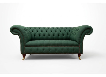 Klassische Polster Möbel Chesterfield Grüne Couch Textil Leder Stoff Sofa Sitzer