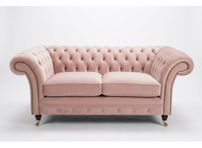 Klassische Polster Möbel Chesterfield Couch Textil Leder Stoff Samt Zweisitzer