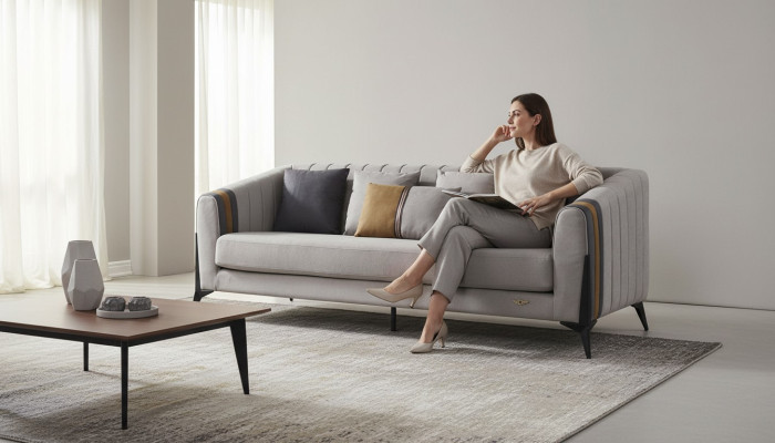 Sofagarnitur Wohnlandschaft Sofas Couchen Polster Stoffsofa 3+1 Sitzer