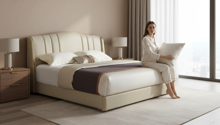 Polsterbett Doppelbett Designer Bett Ehebett Schlafzimmer Lederbett Neu Betten