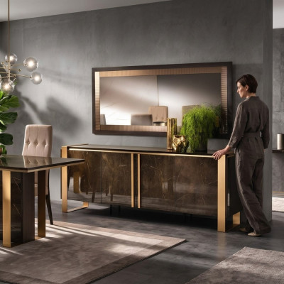 Buffet Anrichte Kommode Spiegel Echte Handarbeit Holz Regal Regale 2tlg