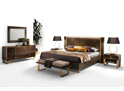 Bett Nachttisch Kommode 4 tlg. Schlafzimmer Set Deko Design Modern Luxus