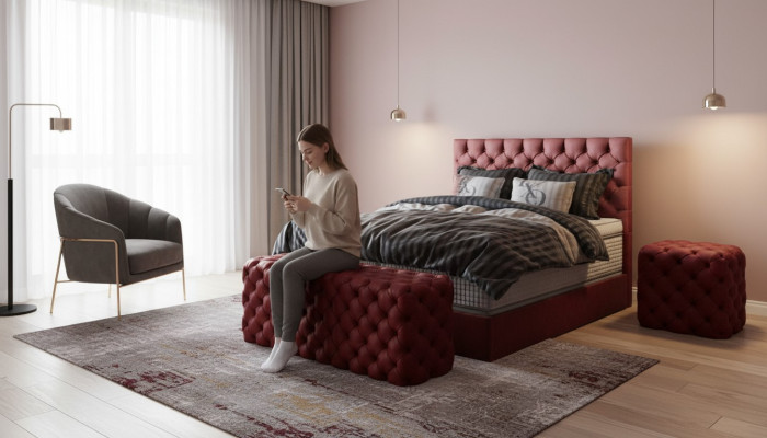 Luxus Bett Boxspringbett Schlafzimmer Betten Design Möbel Samt Matratze Komplett