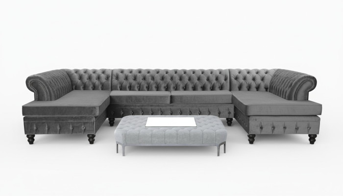 Chesterfield Samt Ecksofa U-Form Wohnlandschaft Polsterecke Sofa Couch Sofas Neu