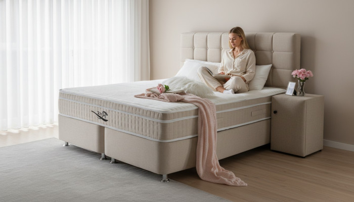 Edel Boxspring Bett 3tlg Set Nachttisch Betten Möbel Luxus Schlafzimmer