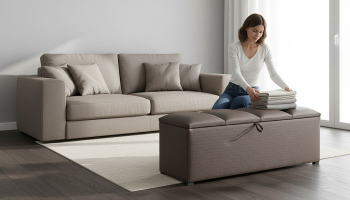 Truhe Aufbewahrung Box Luxus Schlafzimmer Hocker Textil Fußhocker 100x60x40 neu