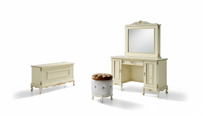 Schminktisch Italienische Stil Möbel Sideboard Schlafzimmer Barock Rokoko Hocker Neu