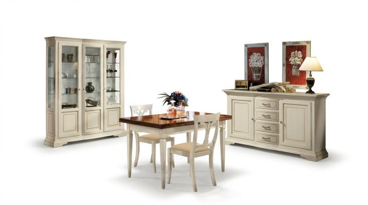 Design Esszimmer Set Garnitur 5tlg Holz Möbel Kommode 2x Stuhl Tisch Vitrine Neu