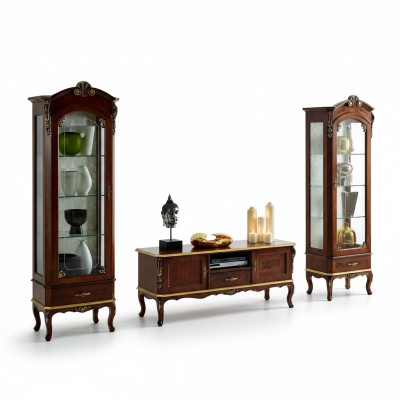 Wohnzimmer Wand Schrank Vitrine rtv sideboard echtes holz schränke italien möbel