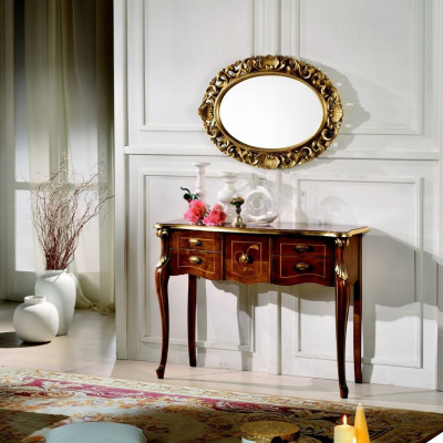 Holz Italienische Möbel Stil Barock Luxus Konsolentisch Spiegel Sideboard 2tlg Set Neu