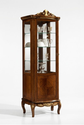 Klassische Möbel Holz Braun Vitrine Schicke Luxus Vitrineschrank Italienische Möbel