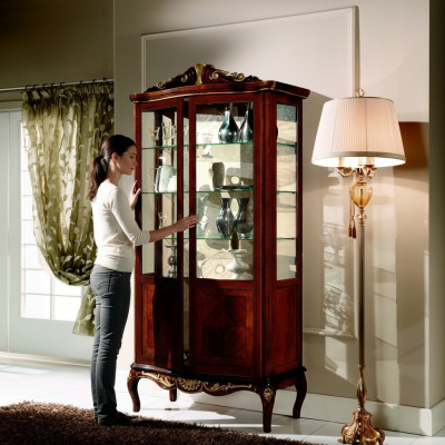 Luxuriöse Design Möbel Italienische Möbel Großer Holz Braun Vitrine Luxus Vitrineschrank