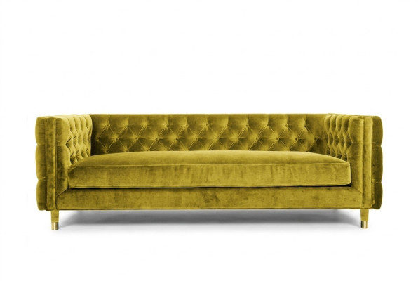 Gelber Chesterfield 4 Sitzer Sofa Luxus Design Möbel Textil Stoff Couchen Gelbe Sofas