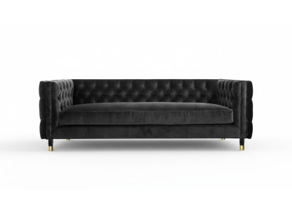 Schwarzes Chesterfield Sofa Big Luxus Möbel 4 sitzer Textil Stoff Couchen