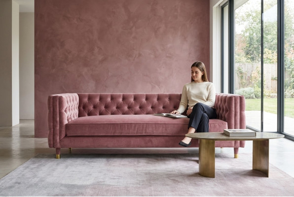 Rosa Chesterfield Sofa Kreative Möbel 4 Sitzer Neu xxl Big Couchen