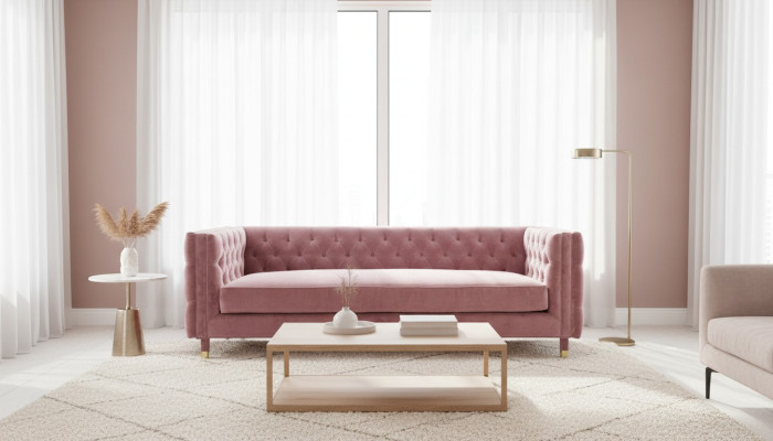 Rosa Chesterfield Sofa Kreative Möbel 4 Sitzer Neu xxl Big Couchen