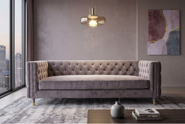 Chesterfield Sofa Taupe Möbel 4 sitzer Neu xxl Big Textil Stoff Couchen Polster