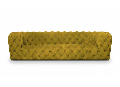 Gelbe Chesterfield Couch Viersitzer xxl big sofa gemütliche couchen weich neu