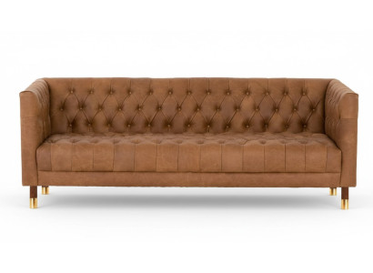Chesterfield Sofa Dreisitzer Braun xxl big Möbel Leder Wohnzimmer Modern Neu