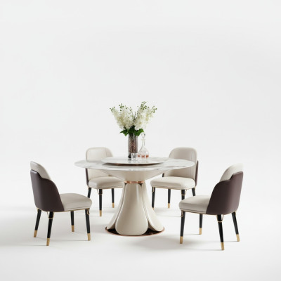 Stuhl Set 4x Stühle Milch Leder Luxus Esszimmer Neu Kreative Design