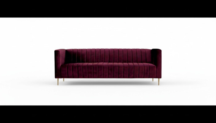 Burgund Sofa Dreisitzer Stoff Wohnzimmer Design Couchen Polster Modern Bordaux