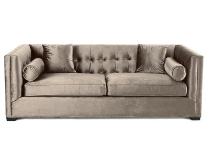 Braun Dreisitzer Stoff Wohnzimmer Polster Sofa Sofas Chesterfield Design Couchen