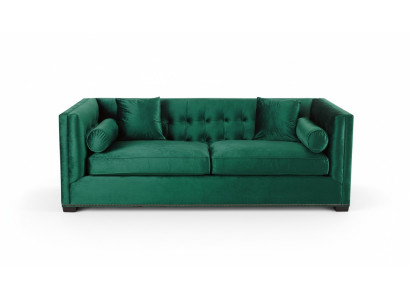 Chesterfield Grün Stoff Wohnzimmer Couchen Polster Sofa Sofas Couch Dreisitzer