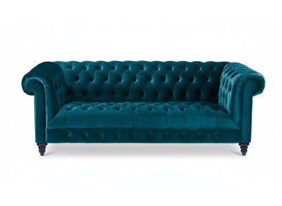 Chesterfield Turkis Samt Couch Luxus Polster Möbel Sofa mit Knöpfen Dreisitzer