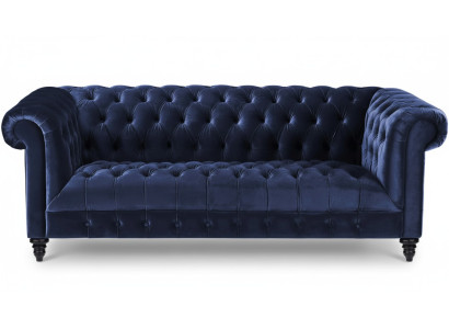 Navy Blau Dreisitzer Stoff Chesterfield Design Couchen Polster Sofa 220cm Neu