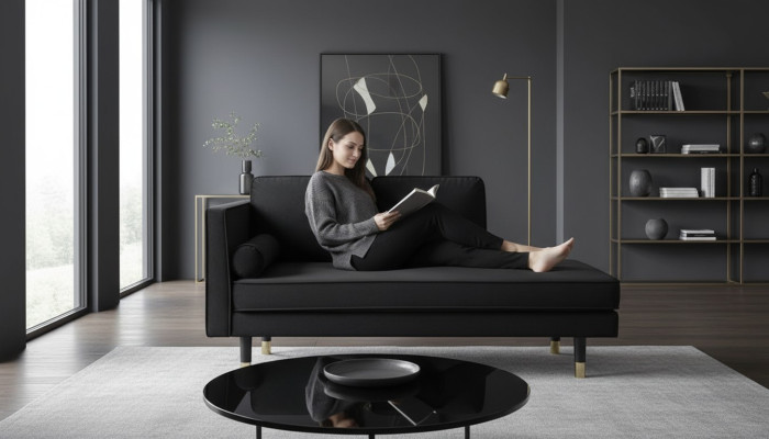Chaiselongue Kreative Möbel Neu Wohnzimmer Modern Design Schwarz Sofa