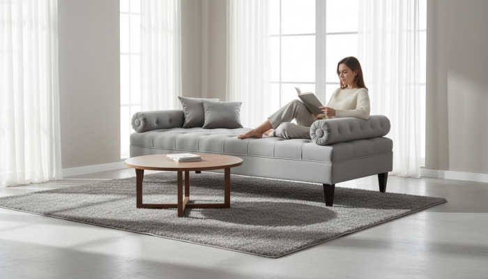 Chaiselongue Modern Design Sofa Liege Möbel Neu Wohnzimmer Stoff Chesterfield