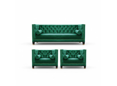 Grüne Chesterfield Couch Samt Sofa Sofagarnitur couchen Sofas Polster 311 Sitzer