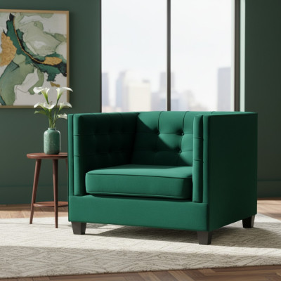 Sessel Chesterfield Wohnzimmer Modern Textil Stoff Grün Kreative Möbel Neu
