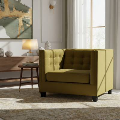Sessel Chesterfield Textil Stoff Beige Kreative Möbel Neu Wohnzimmer