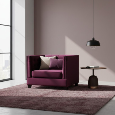 Sessel Chesterfield Textil Stoff Violett Kreative Möbel Neu Wohnzimmer Modern
