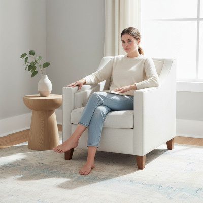 Sessel Textil Stoff Weiß Kreative Möbel Neu Loft Wohnzimmer Modern