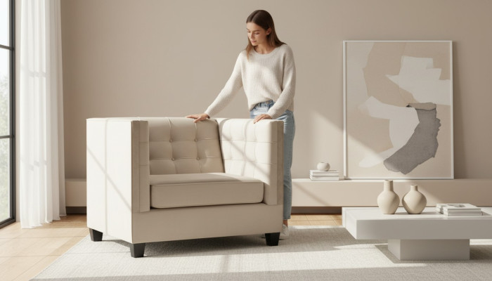 Sessel Textil Stoff loft Grau Kreative Möbel Neu Modern Wohnzimmer