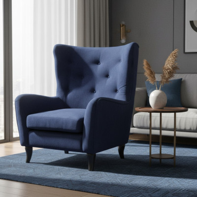 Sessel Textil Stoff Chesterfield Samt Möbel Wohnzimmer Moderne Couchen Blau