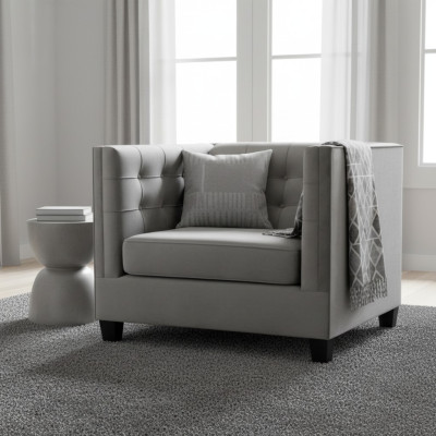 Sessel Chesterfield Textil Stoff Grau Neu Wohnzimmer Modern Kreative