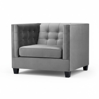 Sessel Chesterfield Textil Stoff Grau Neu Wohnzimmer Modern Kreative